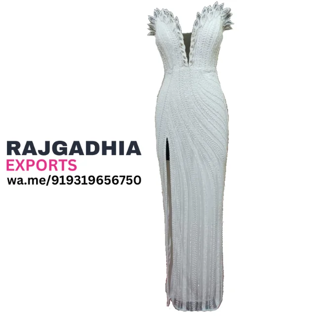 BEADED MESH Sleeveless BEADED GOWN  WOMEN Wears BEADED PARTY WEAR For Ladies Females Clothes Evening Gown beaded Dress for women