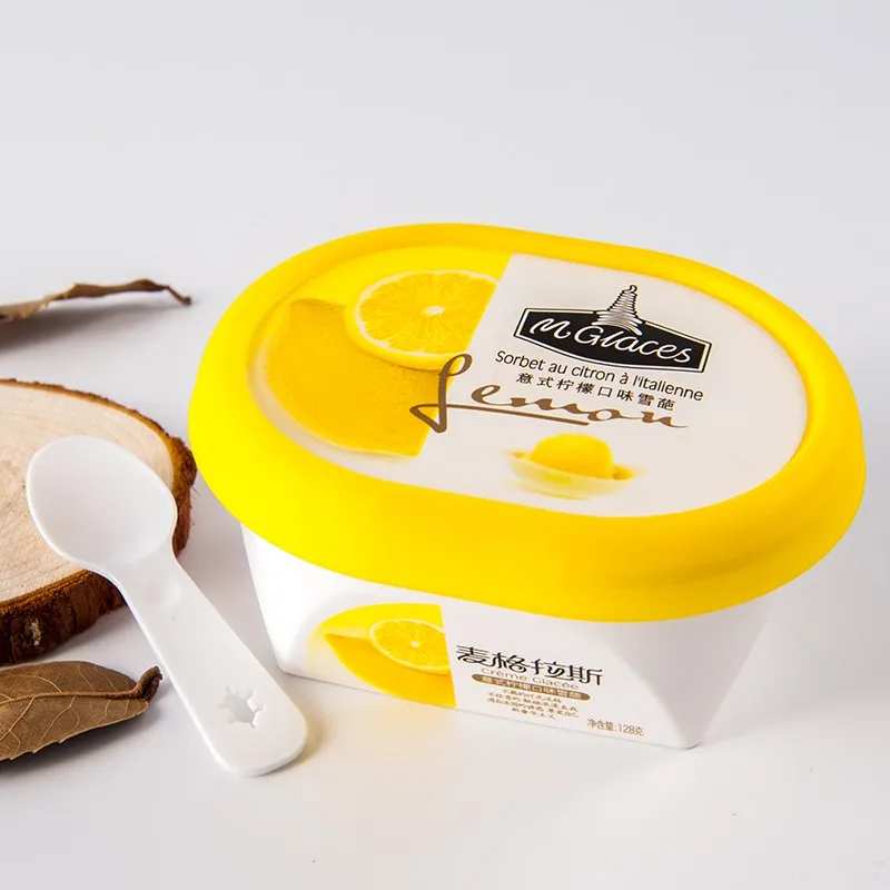Luckytime customized disposable pp injection plastic cup ice cream cups with lids yogurt cup with spoon