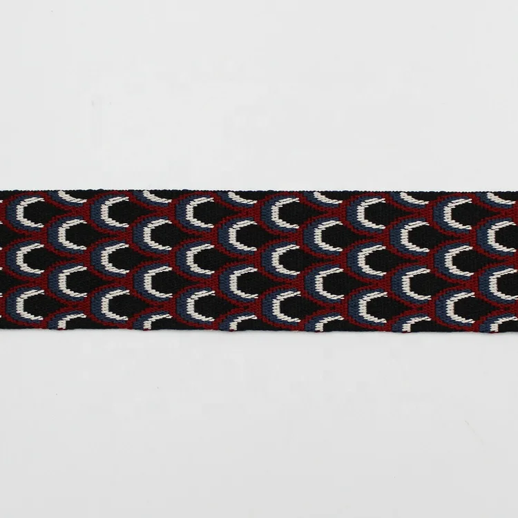 Custom 2 inch polyester fabric trim belts 50mm peacock design jacquard webbing strap for bag