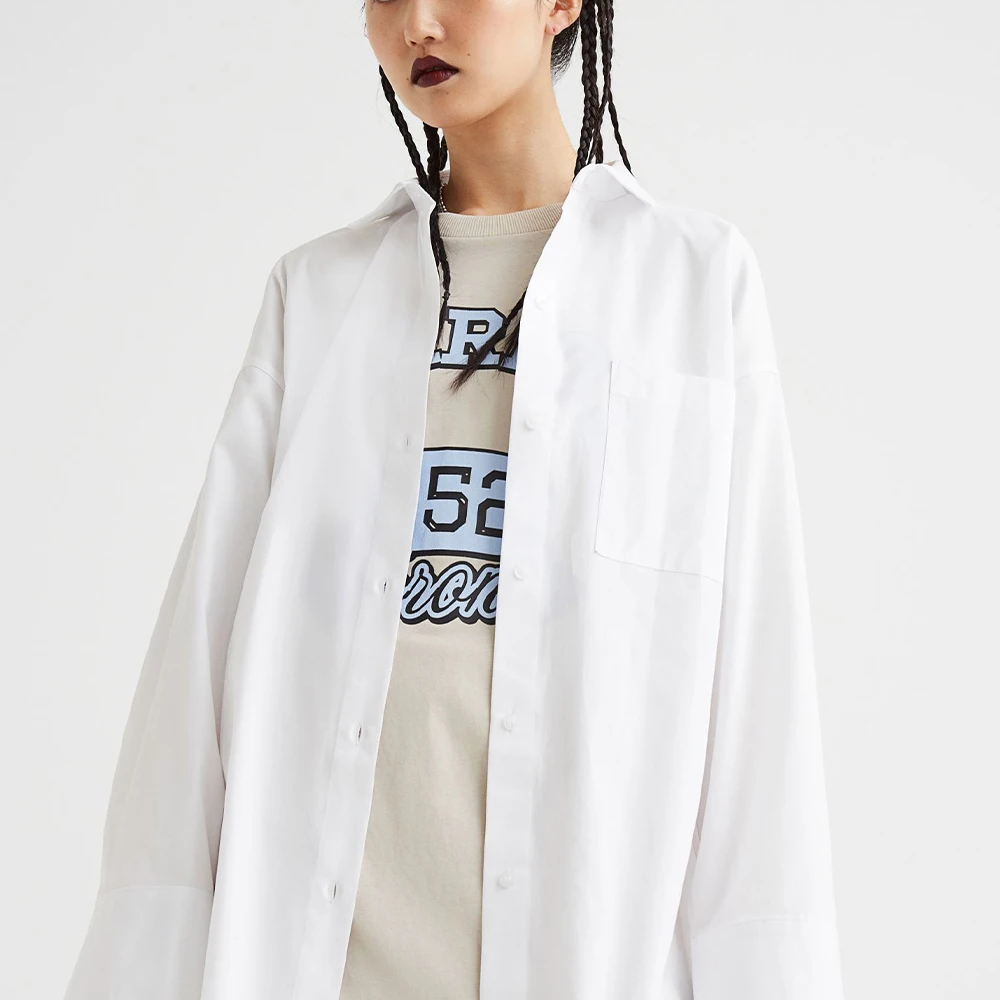 Ladies Dress Shirts - Fashion Women Long Sleeve Loose Female Casual Ladies Dress Shirt