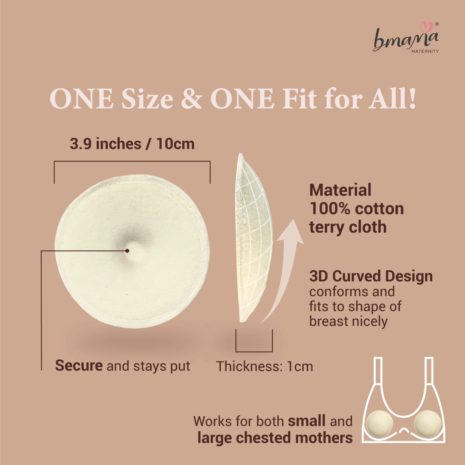 3D curved design round shape ultra-soft common type reusable nursing pads Bmama Day & Night Washable Nursing Pad