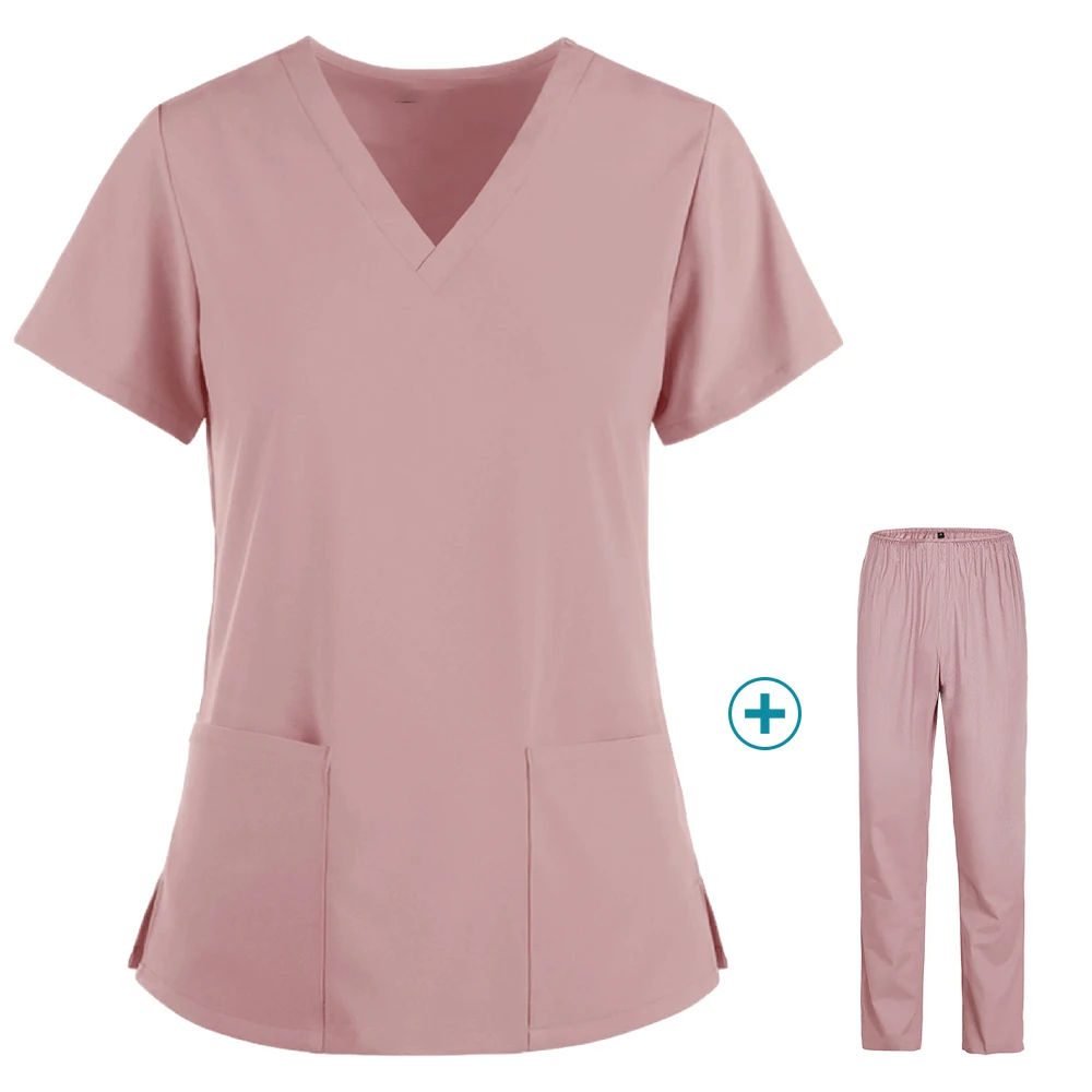 V-neck Wholesale Women Wear Scrub Suits Hospital Doctor Working Uniform Medical Surgical Multi-color Unisex Uniform nurse