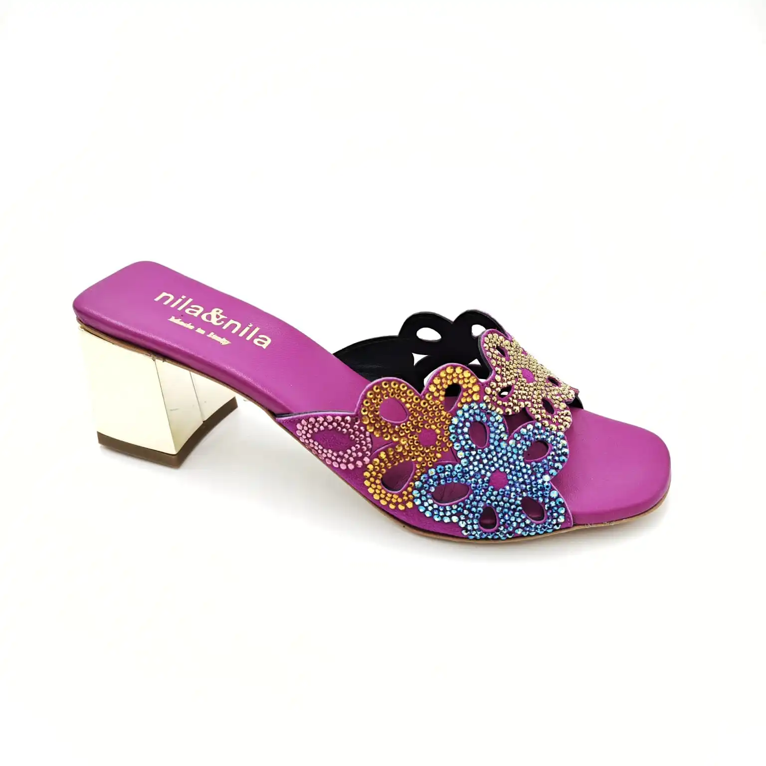 nila&nila fashion ladies leather sandal medium laminated sandal with strass hadamade product very trendy sandal