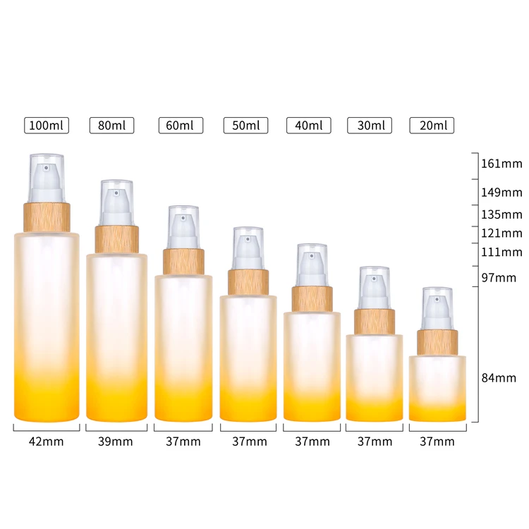 Custom 20ml 30ml 40ml 50ml 60ml 80ml 100ml empty cosmetic bamboo lid glass serum lotion pump fine mist spray bottle