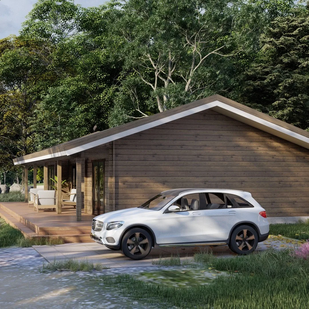 Project Johann hybrid log cabin set direct from production energy efficient residential  kit flat pack EC5 hybrid construction