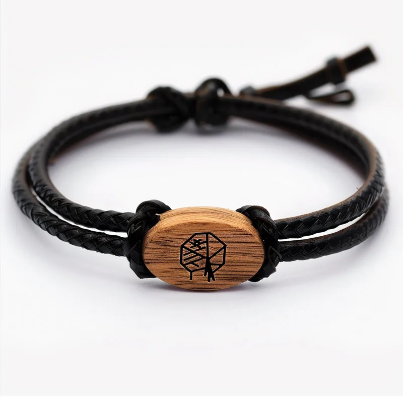 Eco Friendly Leather Braided Rope Custom logo Wooden