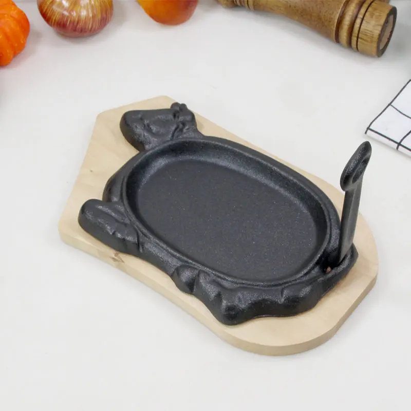 Новинка 2022 стильная предварительно приправленная чугунная антипригарная тарелка в форме коровы сервировочная Fajita