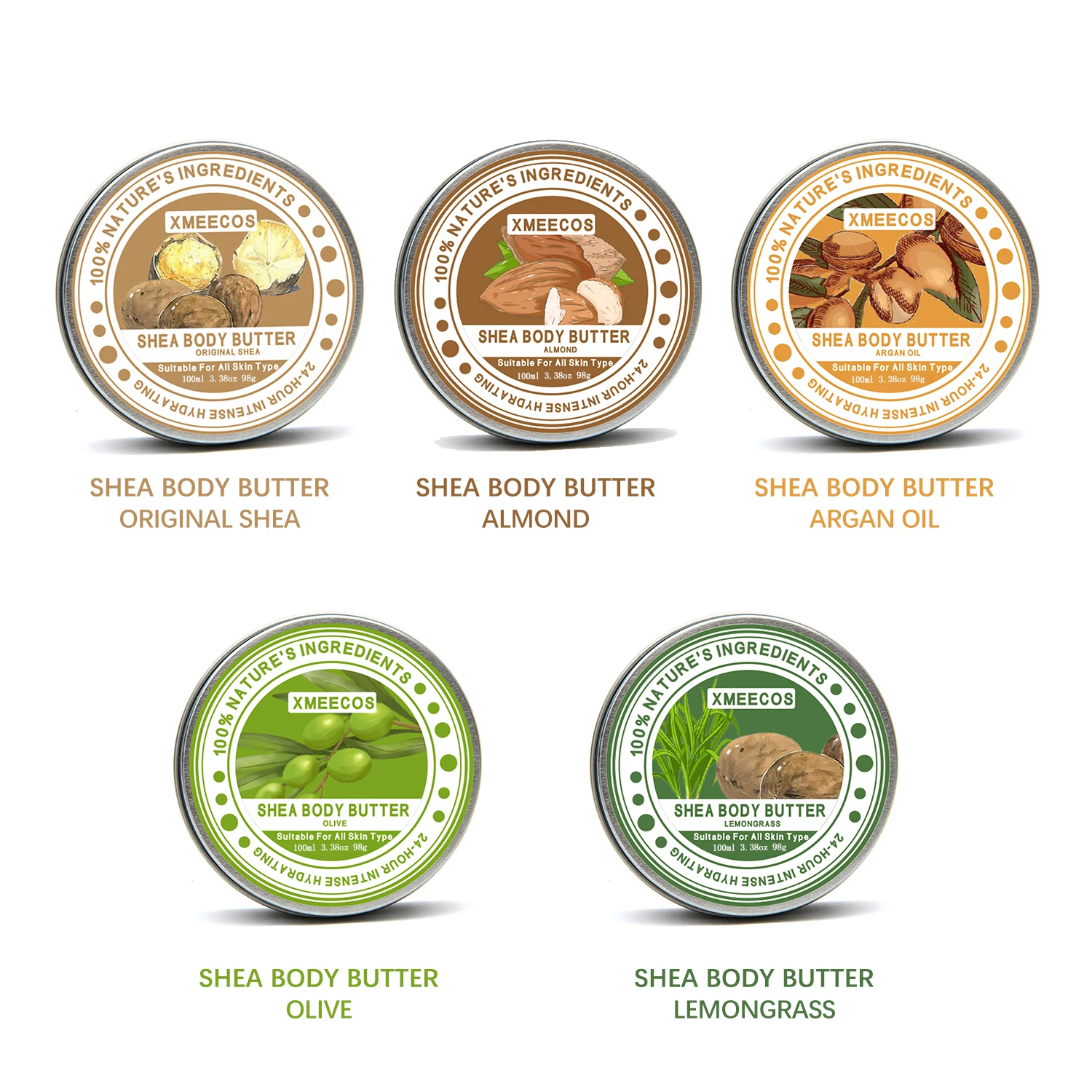 Low Moq Private Label 100% Natural Moisturizing Body Butter Cream Whitening Lemongrass Shea Body Butter