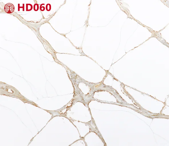 Golden Altai Calacatta Artificial Quartz White or Light Background with Bold Dramatic Veining