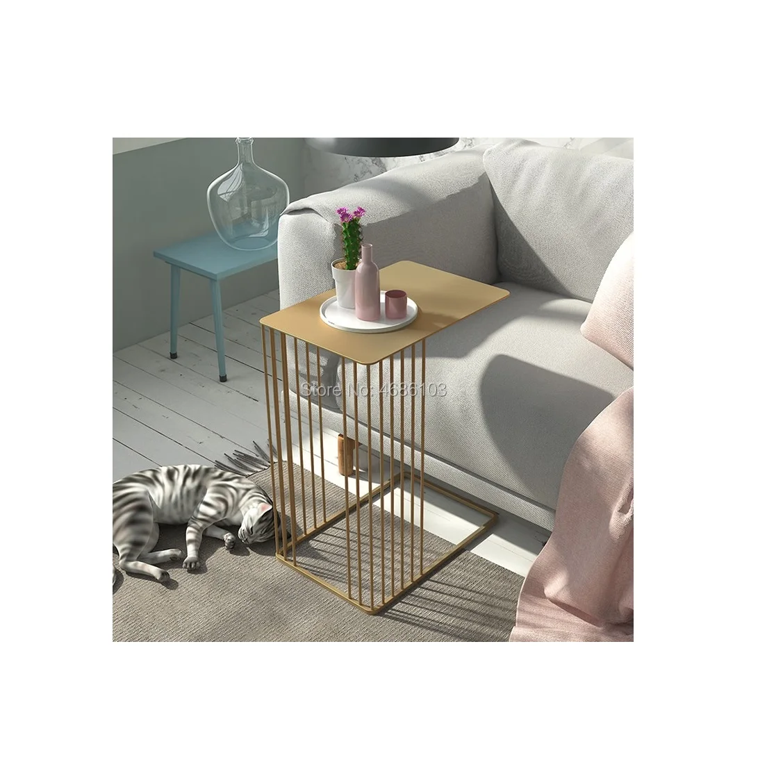 Wooden Bedroom Living Room Bedroom Restaurant decor table  Coffee High Quality Metal Round Side Table With Metal