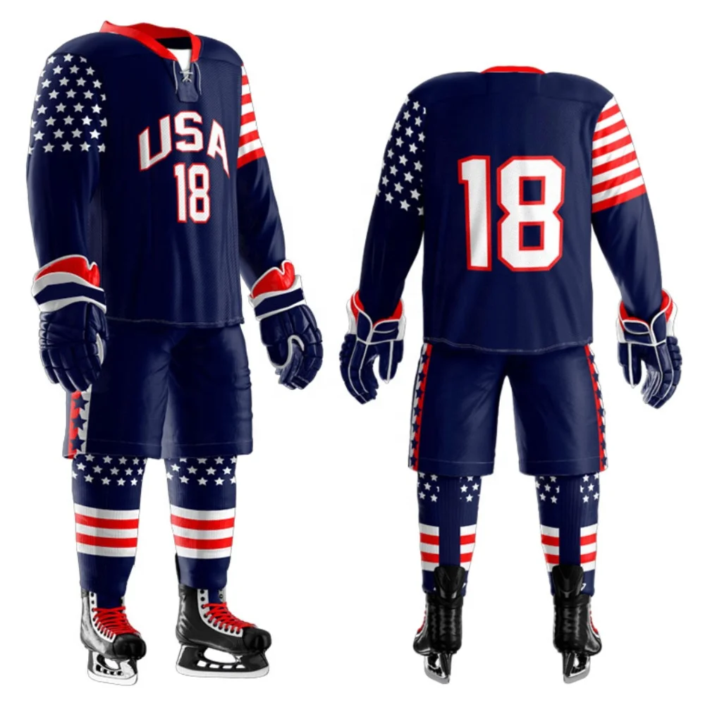 Customized Ice Hockey Uniform 100% High Quality Strong Stitched Team Hockey Uniforms For Men