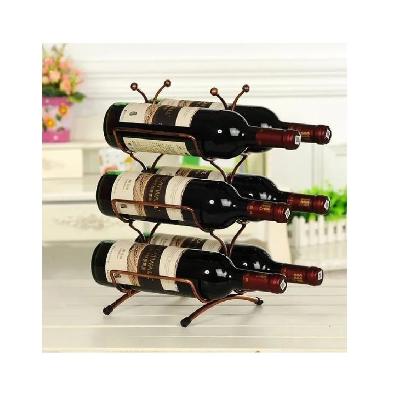 Grape Vine Designed 4 Bottle Metal Wine Rack Wine Rack Holder Pretty Ornaments Home Accessories Barware Home Decoration