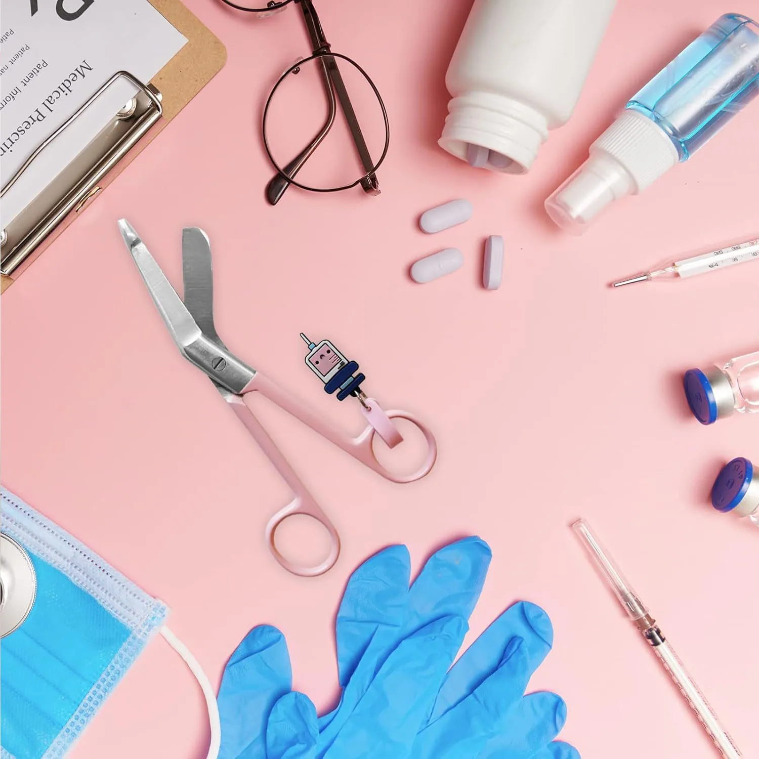 Nurse Scissors Blunt Tip Distinctive Keyring Medical Lister Bandage Scissor Perfect Nurses Scissors for First Aid Vet Students