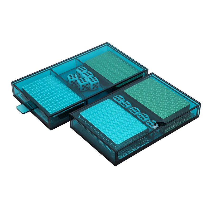 Manufacturer Custom Acrylic Game Set Lucite Poker Game Playing Card Chip Game Set With Acrylic Box