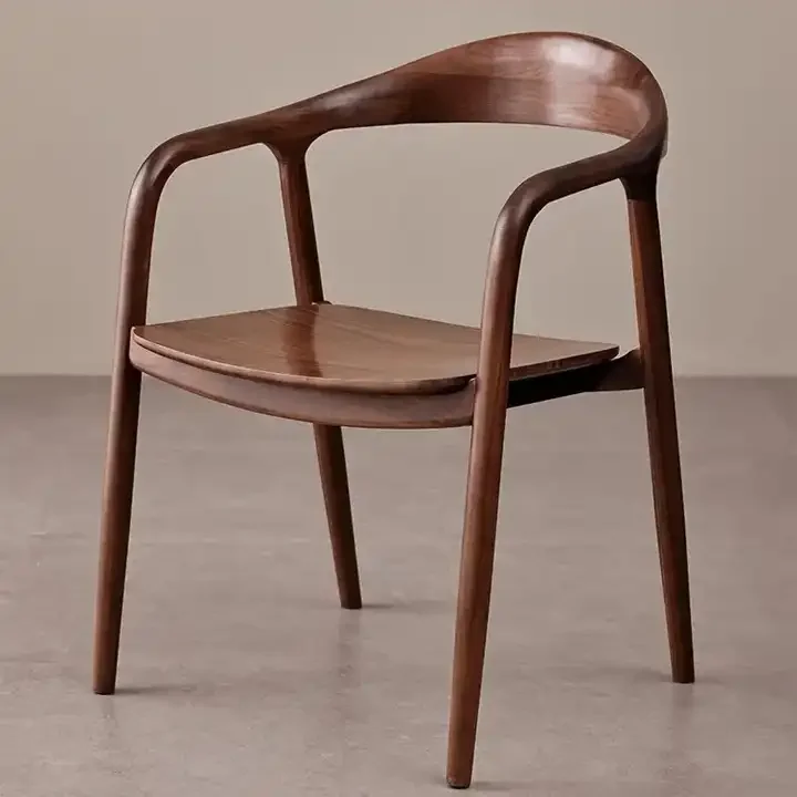 Nordic Style Natural Luxury Wooden Dining Chairs Solid Wood Hotel Restaurant Dining Chairs Study Cafe Aremrest Chair