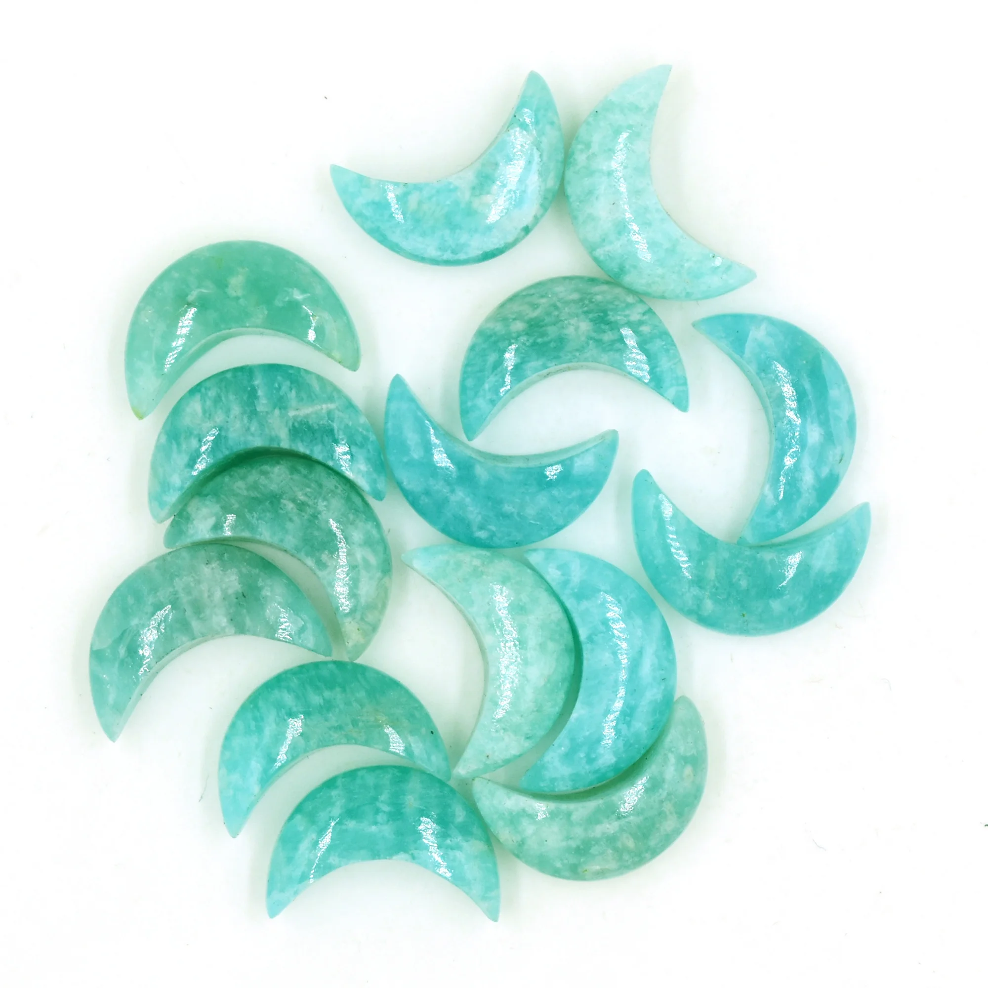 Natural amazonite moon carving loose gemstone crescent moon drill beads pendant making jewelry plain polished stones supplies