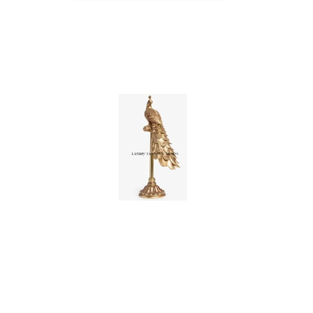 Most Beautiful Decorative Accents Peacock Sitting On Stand Fully High Grade Gold Plated Metal Sculpture In Impressive Price
