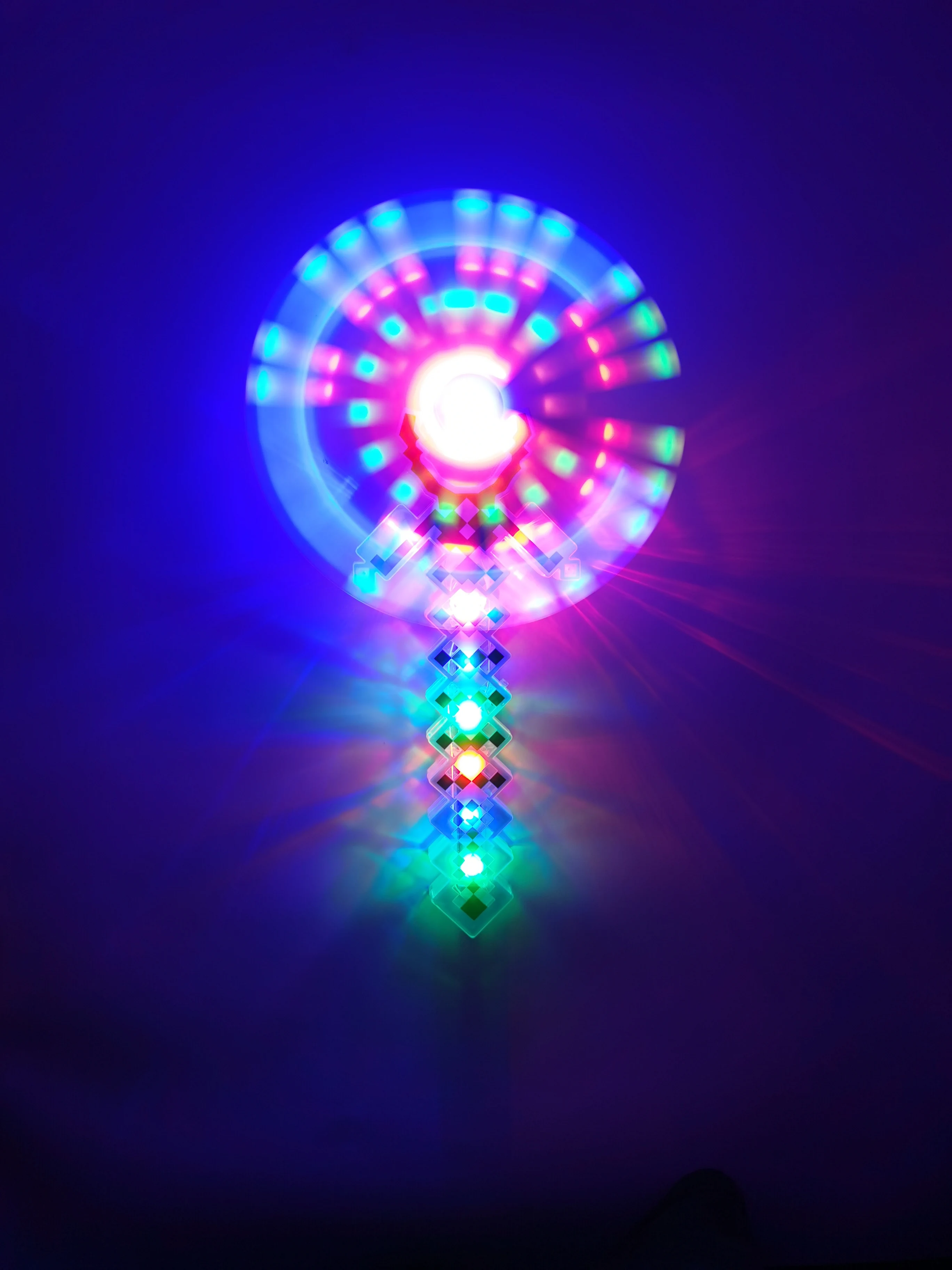 2024 Hot Flashing light up Pixel spinner Windmill LED Light up Swivel Fan led spinning windmill wand toy for kids