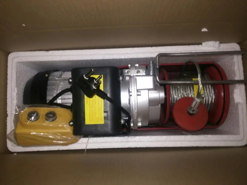 220V 50HZ mini electric winch PA500 with 12 meters wire rope cable hoist CE certificate