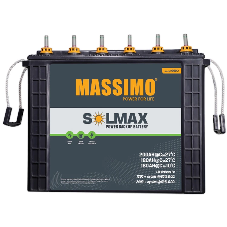 Excellent Quality MASSIMO Lead Acid Battery 200AH 12 V Power Back Up Battery from Top India Origin Exporter
