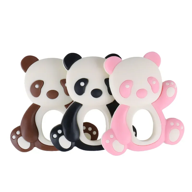 2023 Wholesale Food Grade Children Kid Chew Toy Teether Sensory Bear Panda Animal Bpa Free Silicone Baby Teethers Toy For Babies