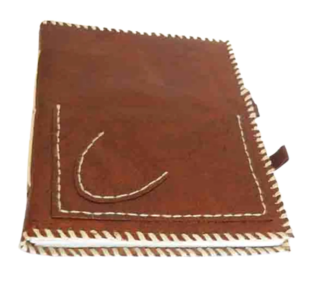 Personal Writing Journal Handmade Recycled Cotton Paper With Genuine Medium Brown Color Hand Stitches Design Leather Journal