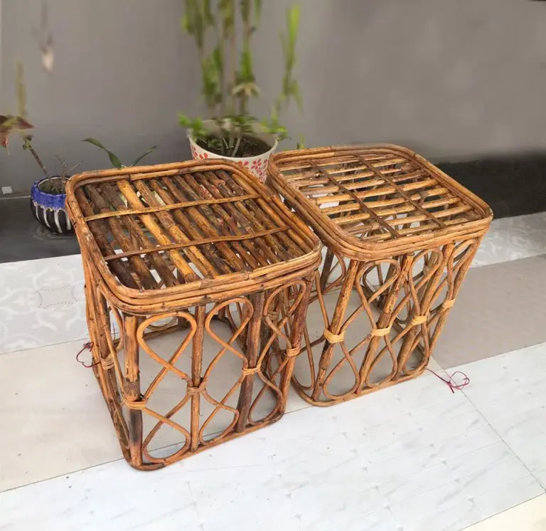 Handicraft Cane Square Stool Home Decor  Ottoman Patio for  Living Room Hotel Restaurants  in good price from manufacturer