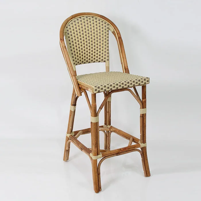 Abeya Beige Rattan Barstool French Bistro Style