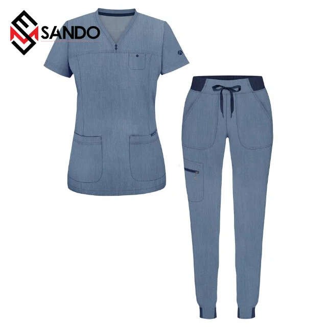 Custom logo Nurse Scrub Suit Medical Clothing Uniforms medical scrub Short Sleeve Uniform Women Nurse Scrub Hospital Uniform Set