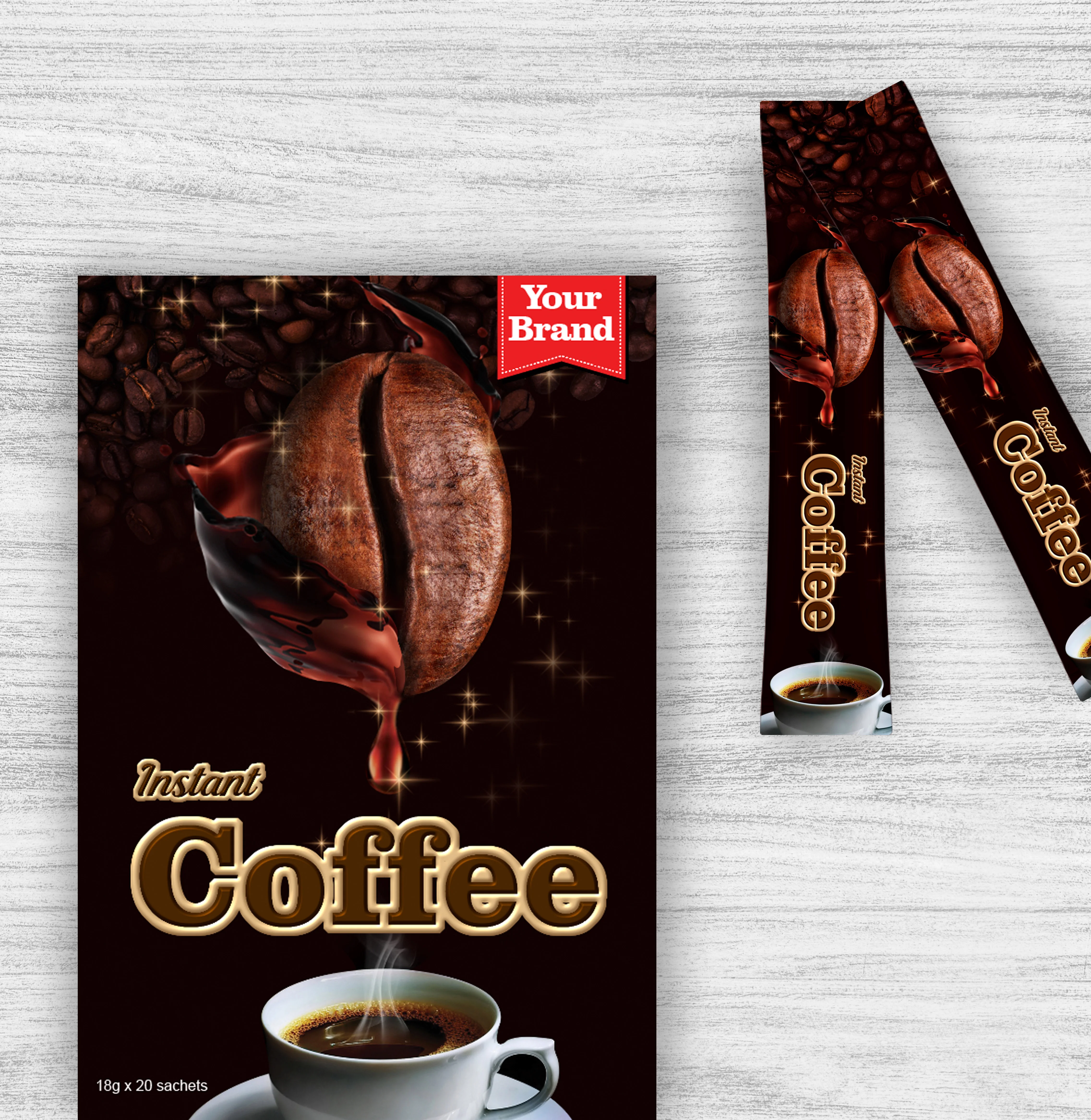 Best Quality Cream Flavor Instant Coffee Powder Sachet Custom Design OEM Simple Box Packaging Taste Sensation Certifications