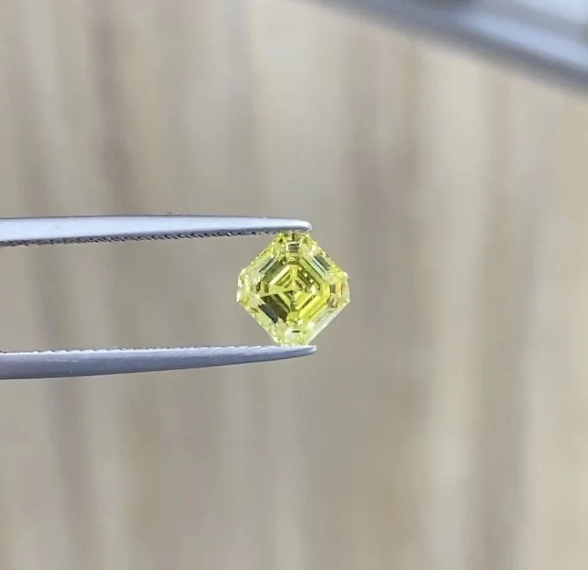 Synthetic CVD Yellow Cvd Lab Grown Loose Diamond Transparent Star Laser Bag Polish 1 CT Good D Packing Plastic Color Asscher Cut