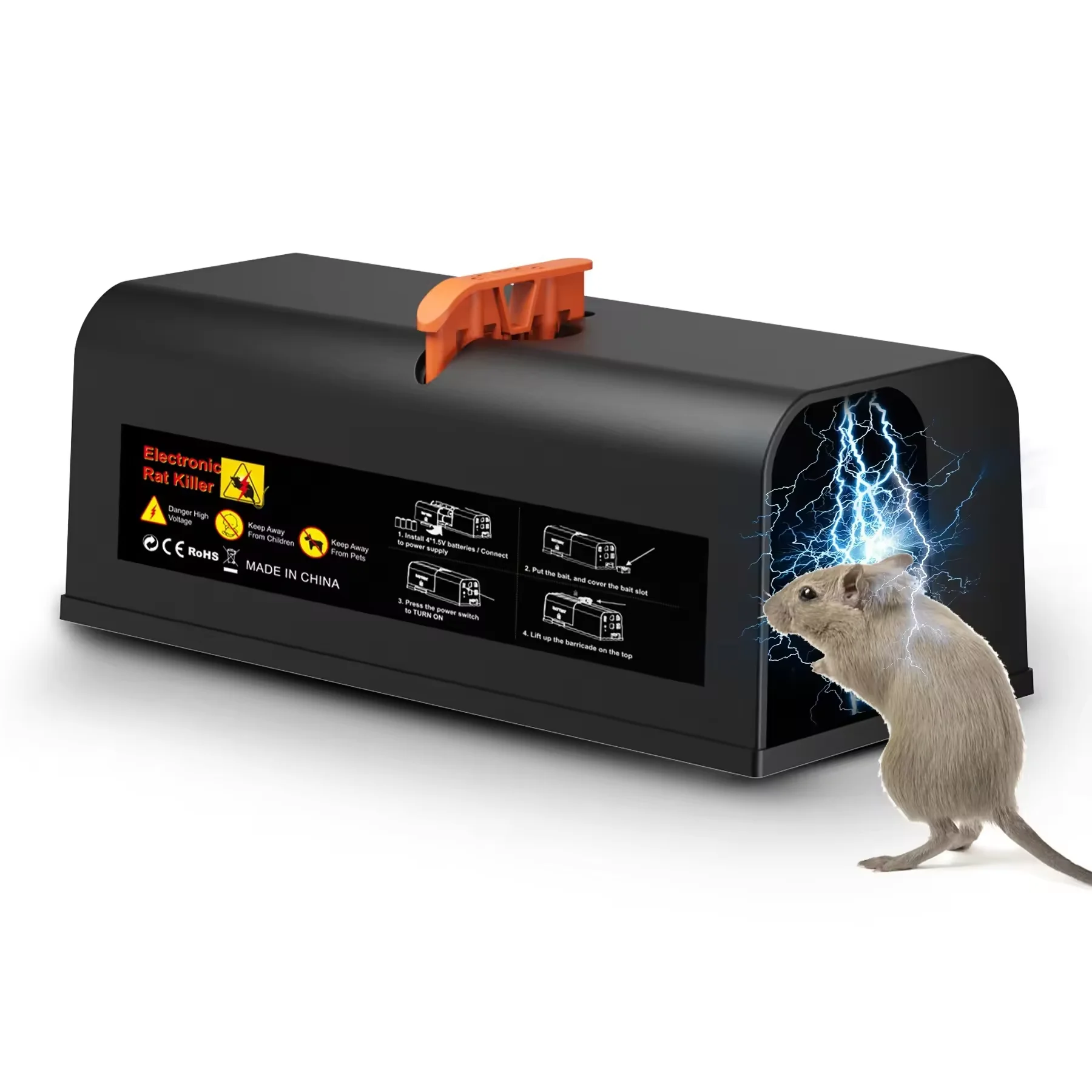 Indoor 2024 Electric Mouse Trap Instant Killer Rodent Zapper with Powerful Voltage Pet Safe Trigger Electric Rodent Trap
