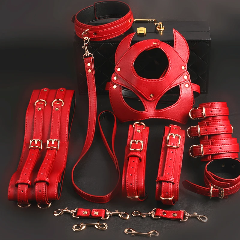 YPM Hot Sale Sex Sm Bondage Set Leather Slave Restraint Kit Adult Sex Toys Bondage Gear For Couples Bdsm