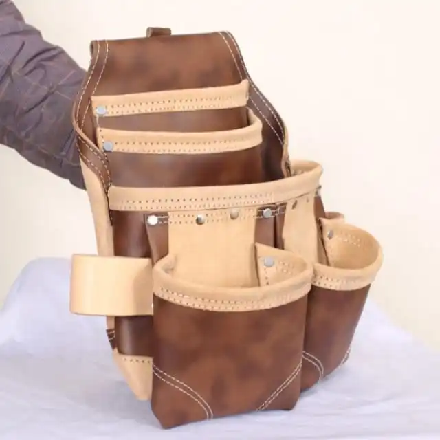 Genuine Leather tool belt bag Professional Pocket Carpenters Tool Pouch Framers Combo Bag Tool Belt Kit