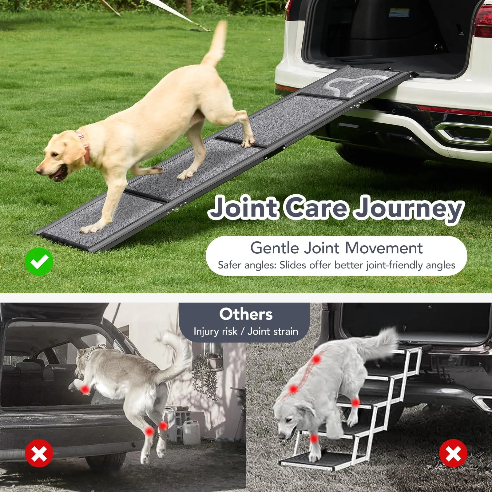 Adjustable Folding Dog Ramp Stairs Non-Slip Portable Pet Ramp for Small Dogs and Cats for Travelling Made of Durable Plastic