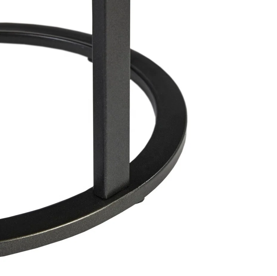 Modern Design Best Selling Wooden Top Round Side Table With Black Metal Base for Home Living and Bedroom Furniture.