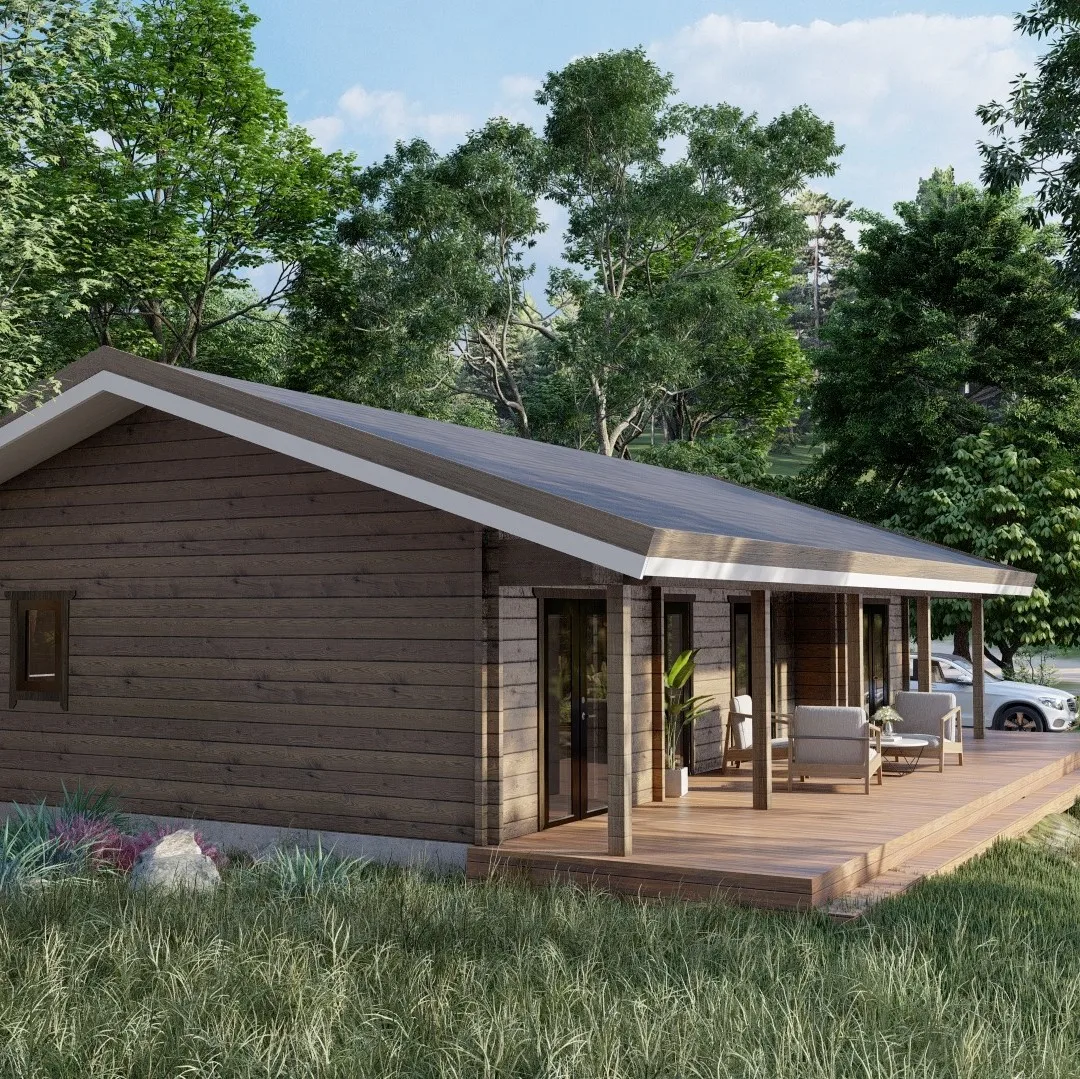 Project Johann hybrid log cabin set direct from production energy efficient residential  kit flat pack EC5 hybrid construction