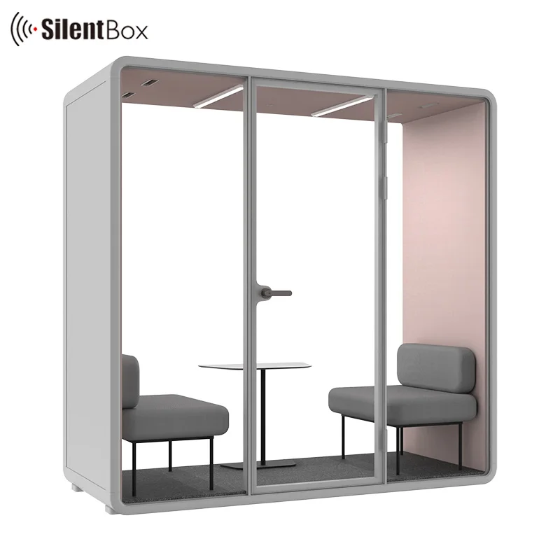 Office pods model SL-2 person booth multiple interior colors available acoustic cabin for office division