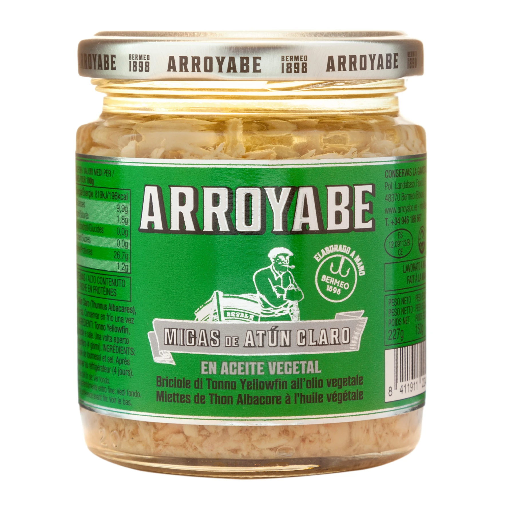 Yellowfin Tuna Flakes  in sunflower oil 250 gr glass jar