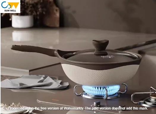 Clay two-color flat bottom wok non-stick pot household wok special for gas stoves suitable for induction cooker 30cm (suitable f