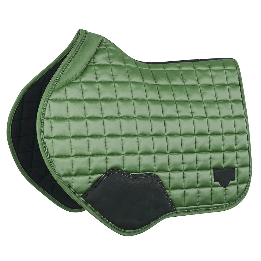 Custom Satin Close Contact Saddle Pad Square Bamboo Lining with Friction Free Binding and Girth Protection