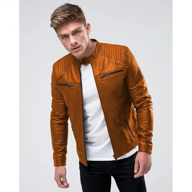 Leather Jacket - New Stylish Men Custom Made Unique Color Leather Jacket