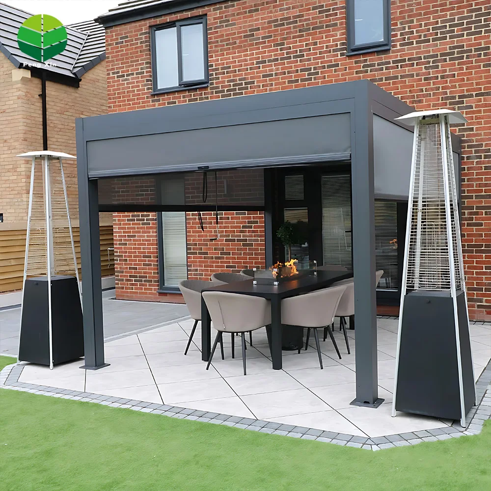 3*3 4*4 * Outdoor Modern Aluminum Motorized Louvre Roof Sun Bioclimatic Pergola Metal Customized Electric Panel Waterproof