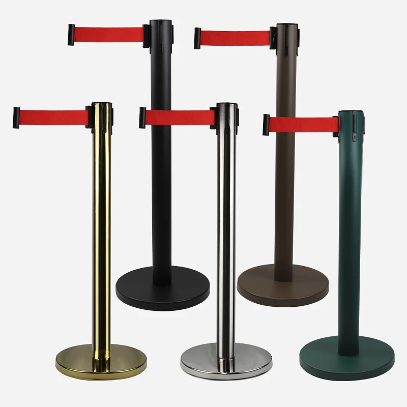 Stainless Steel Barrier Stanchion Post With Retractable Belt Posts Queue Line Manage Pole or Sale