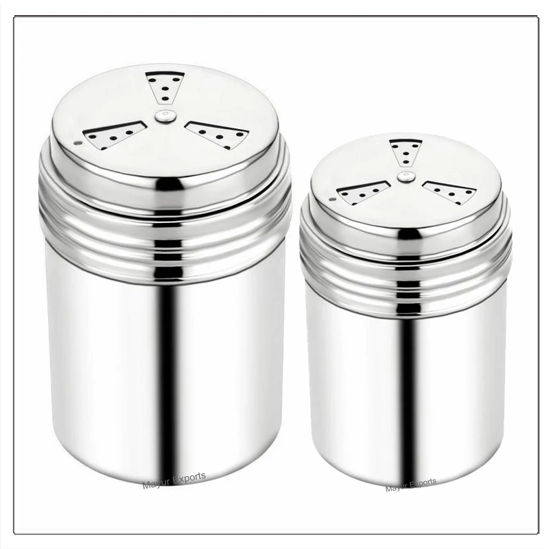 Stainless Steel Salt Pepper Sugar Powder Shaker Multi Herb Spice Shaker with adjustable holes