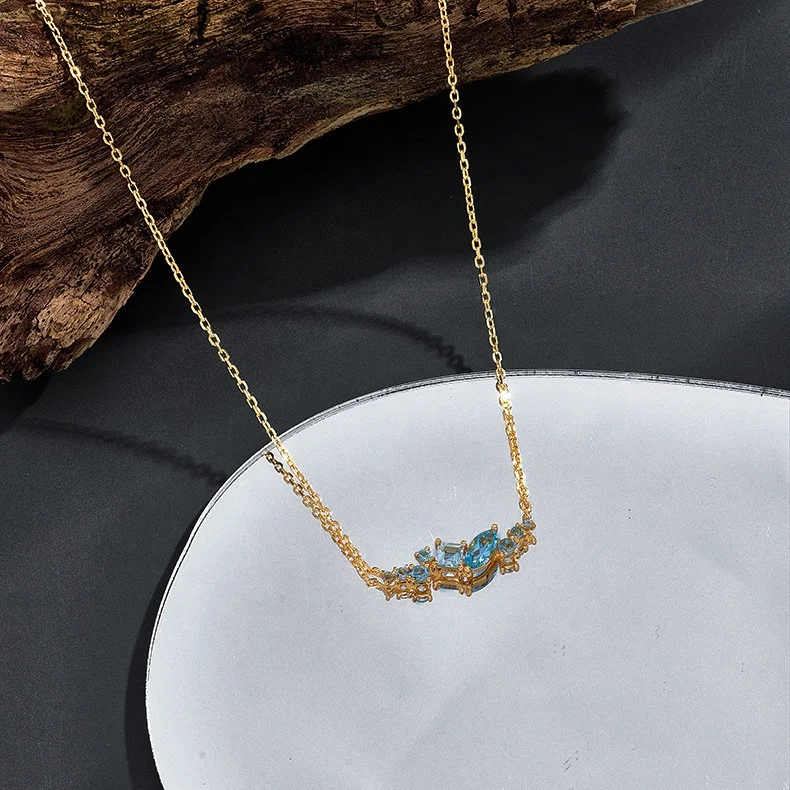 New Arrival YINSAKI 925 Sterling Silver Blue Topaz Pendant Necklace 14k 18k Gold Plated Mystic Topaz Necklace