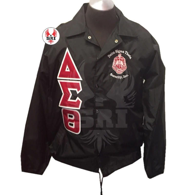 Delta Soror Women Embroidery Coaches Jacket | DST Sorority Embroidered Ladies Customized Crossing Line Jacket