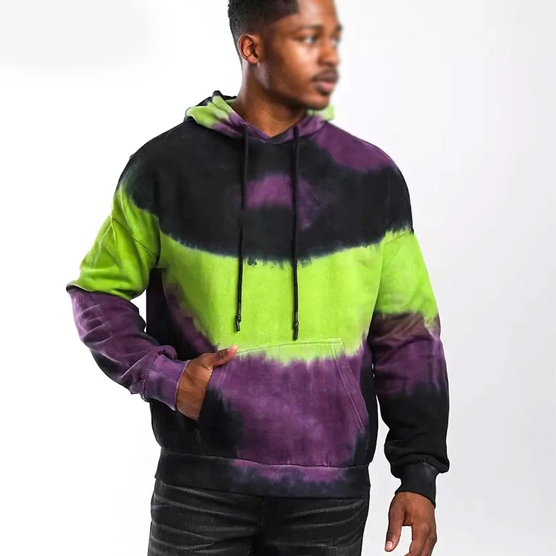 Hot Sale Best Selling Custom Design Over Sized Drop Shoulder Warm Winter Street Wear Tech Fleece Cotton Pullover Tie Dye Hoodies