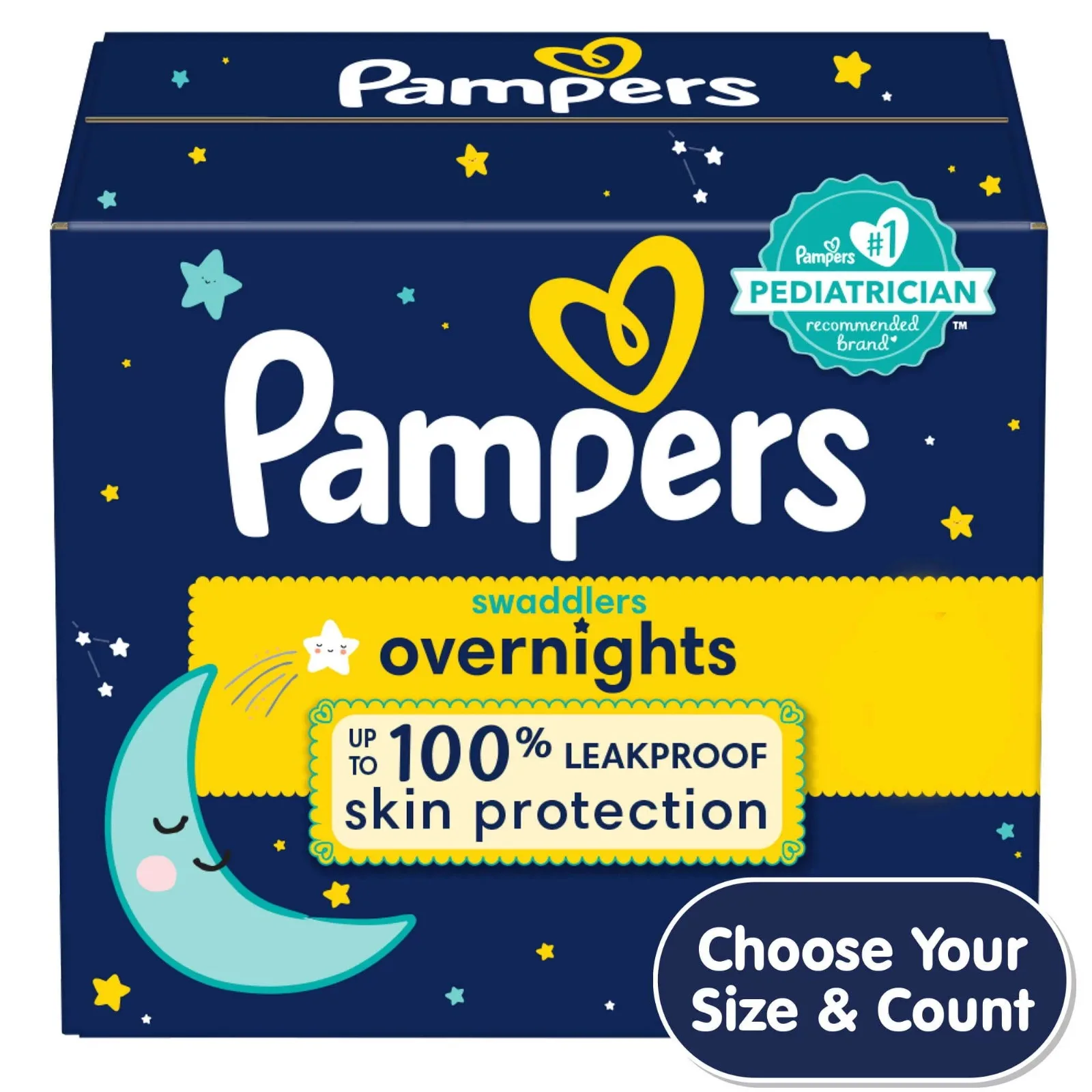 Pampers Swaddlers Overnights Diapers - Size 4, 104 Count, Disposable Baby Diapers, Night Time Skin Protection