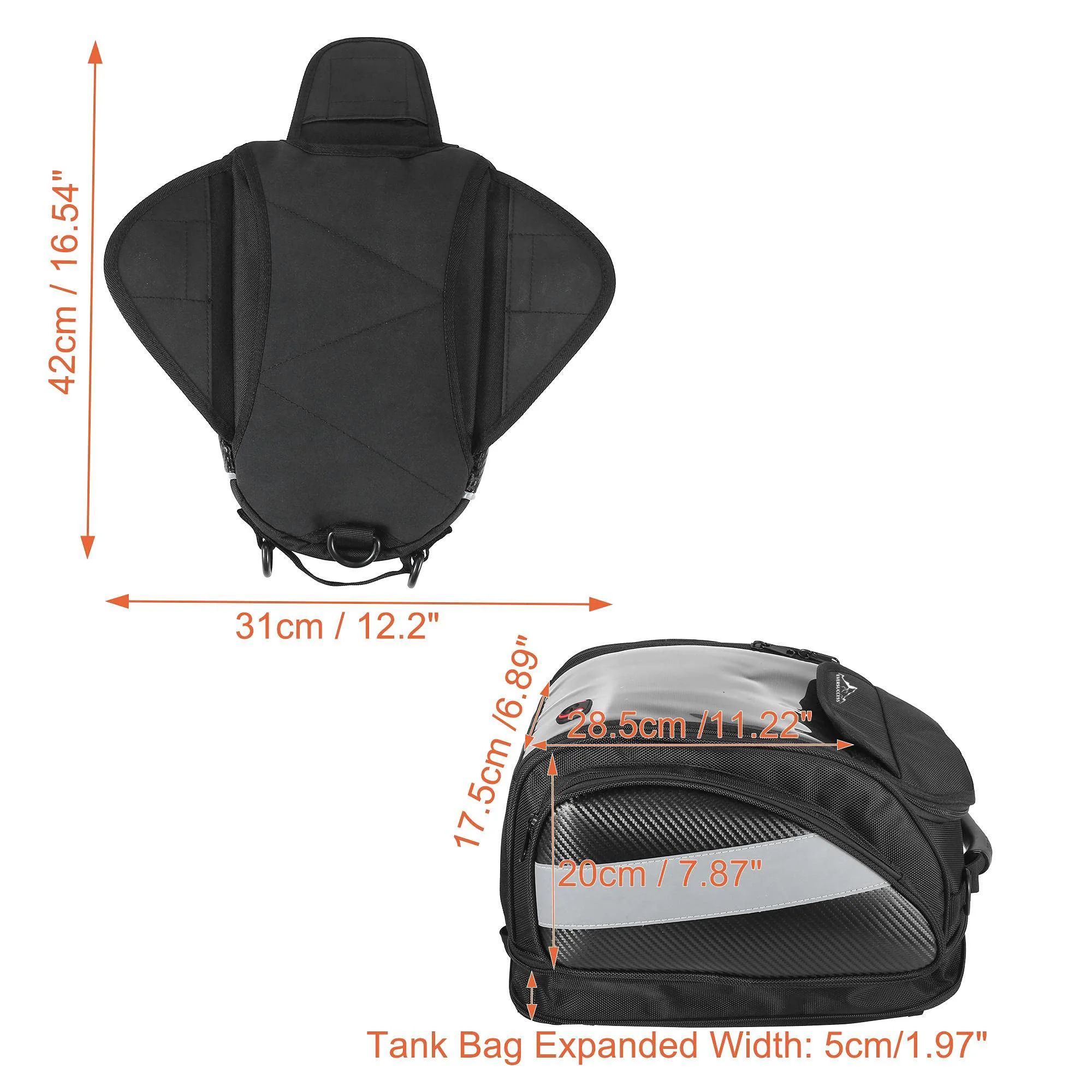 Outdoor Motorbike Fuel Saddlebag Strap Backpack with Waterproof Rain Cover RPET Recycle Motorcycle Magnetic Tank Tool Bag